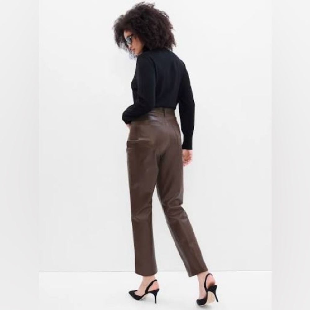 High Rise Vegan Leather Vintage Slim Pants